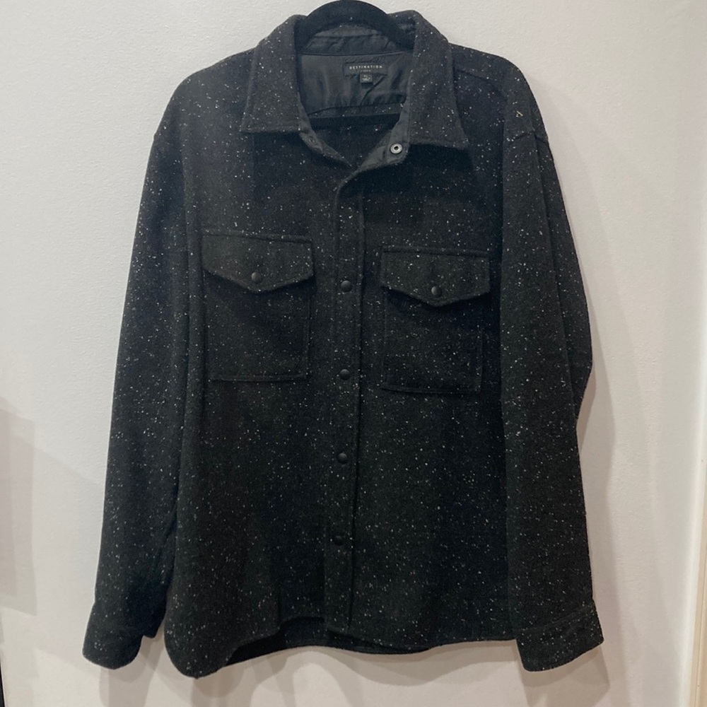 J Crew Heavy Weight Black and White Wool Shirt Jacket